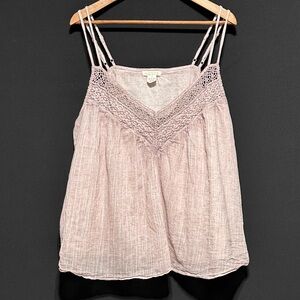 Boho FESTI Lace Gauze Tank | Oversized Flowy Cottagecore Fairy Grunge Babydoll